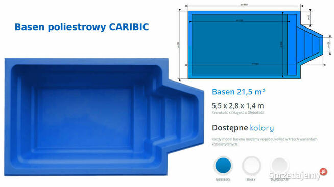 BASEN OGRODOWY POLIESTROWY CARIBIC 5,5m x 2,8m
