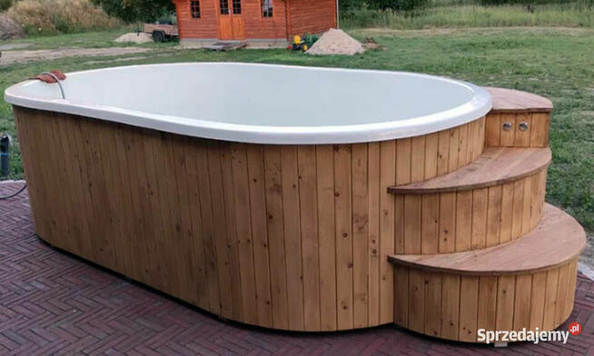 BASEN WOLNOSTOJĄCY OGRODOWY 370, Zabudowa drewniana, schody