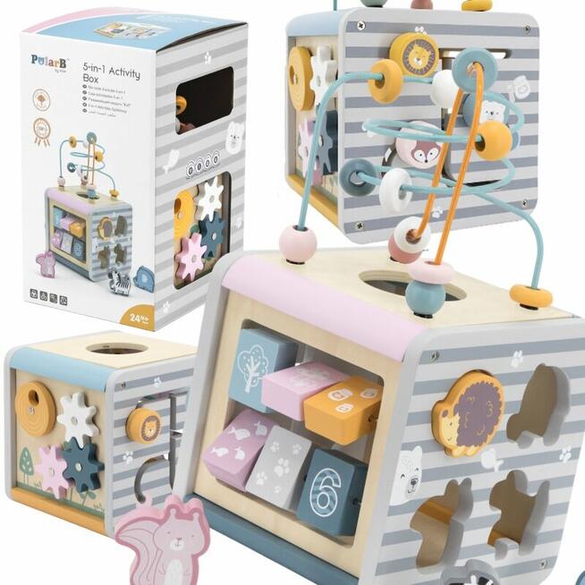 Viga PolarB Activity Box Drewniane Edukacyjne Centrum Gier 5