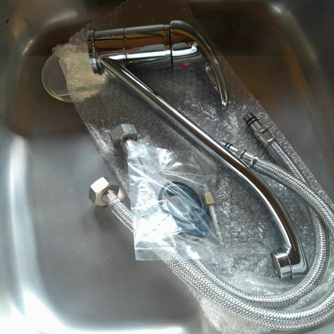 Zlewozmywak 80x50 z baterią zlewozmywakowa gamma chrom