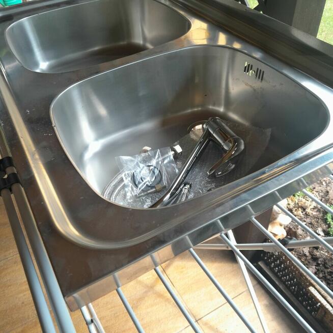 Zlewozmywak 80x50 z baterią zlewozmywakowa gamma chrom