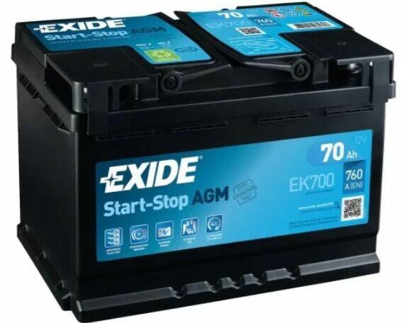 Akumulator 70Ah 760A EN EXIDE AGM START&STOP EK700