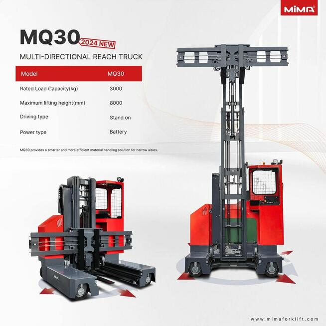 Elektryczny wózek boczny widłowy NOWY Li-Ion Wysokie Regały