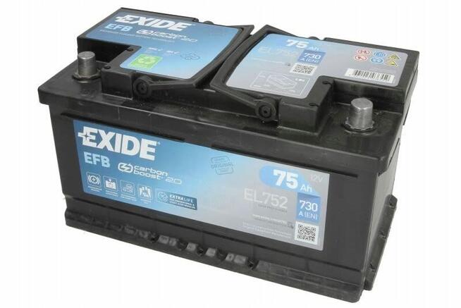 Akumulator Exide EFB 75Ah 730A, DARMOWY DOWÓZ