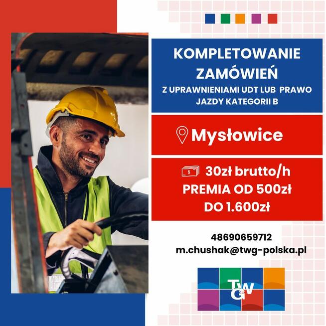 Kompletowanie zamówień spożywczych 31-32zł/br. MYSŁWOICE !!