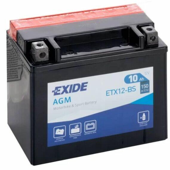 Akumulator motocyklowy EXIDE ETX12-BS YTX12-BS 12V 10Ah 150A