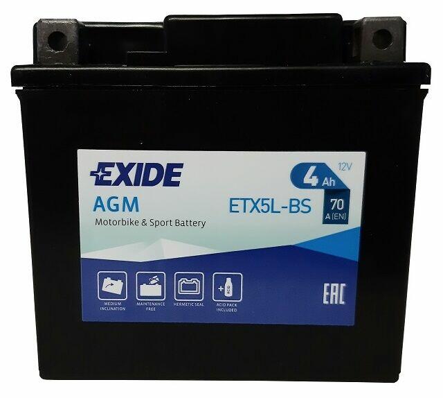 Akumulator moto EXIDE ETX5L-BS/YTX5L-BS