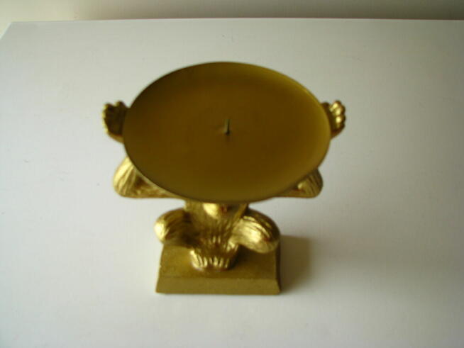 Świecznik złota małpka na dużą świecę, figurka