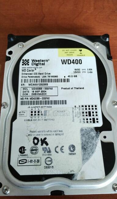 Dysk do retro komputera HDD 40 GB PATA IDE - stan BDB