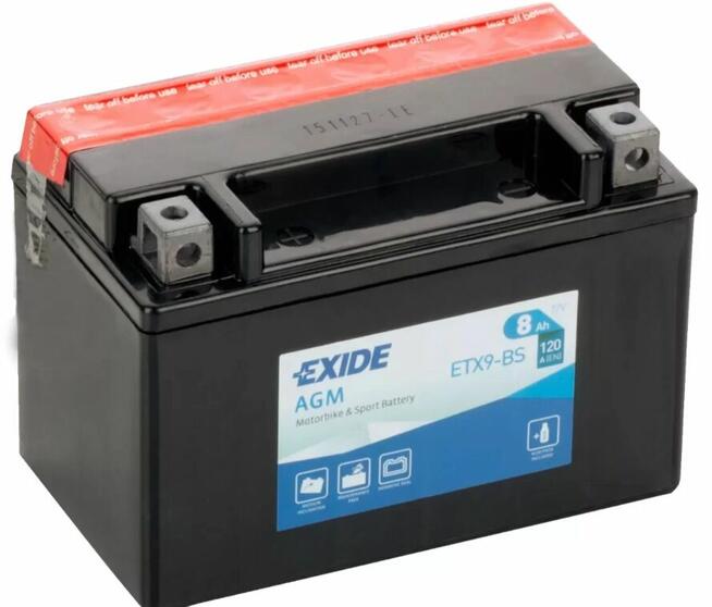 Akumulator motocyklowy EXIDE ETX9-BS YTX9-BS 12V 8Ah 120A