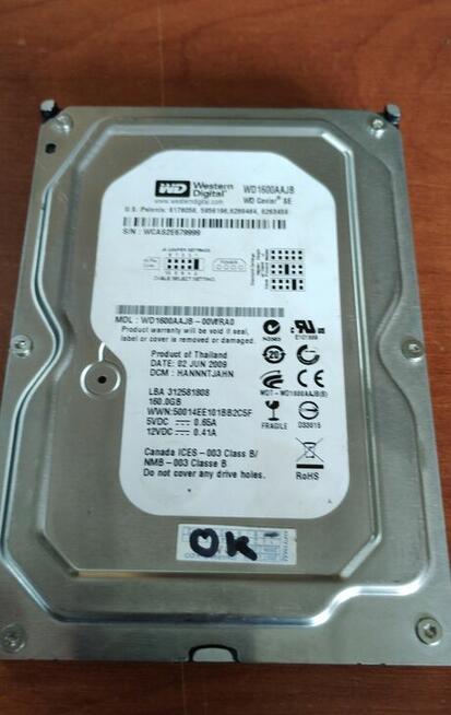 Dysk do retro komputera HDD 160GB WD1600 AAJB - stan BDB