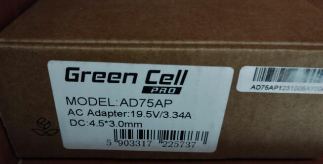 Zasilacz do laptopa Green Cell 65W / 19.5V 3.33A / 4,5-3,0mm