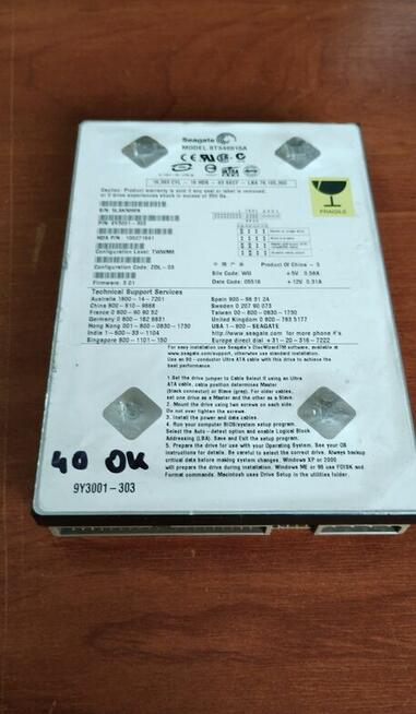 Dysk do retro komputera HDD 40 GB PATA IDE - stan BDB