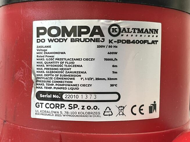 Pompa do wody brudnej Kaltmann 400 W
