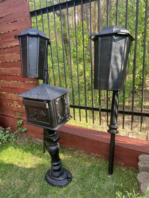 Żeliwny zestaw : 2 kosze w stylu retro + skrzynka na listy.