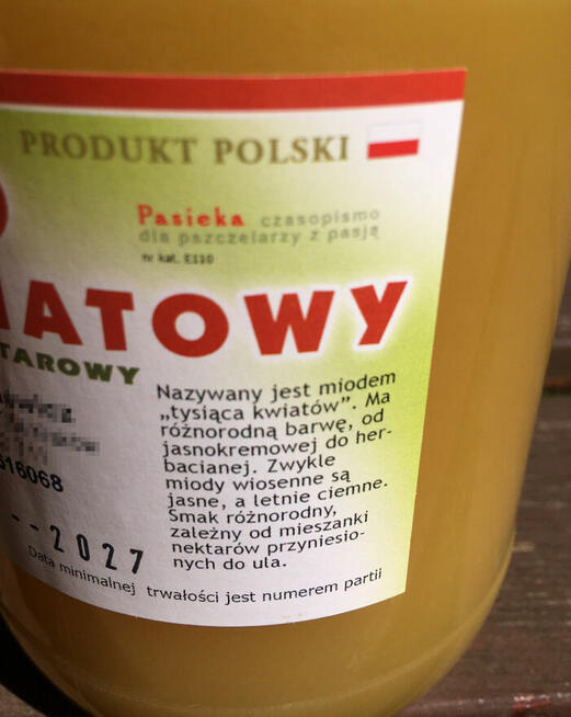 Miód wielokwiatowy wiosenny maj 2024 Kraków dzieci alergie
