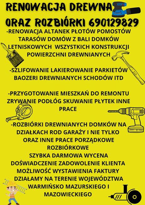 Renowacja tarasów domków i rozbiórki
