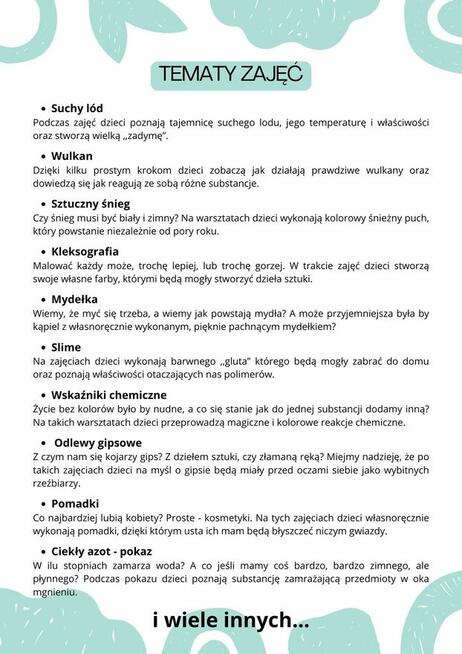 Warsztaty w formie EKSPERYMENTÓW