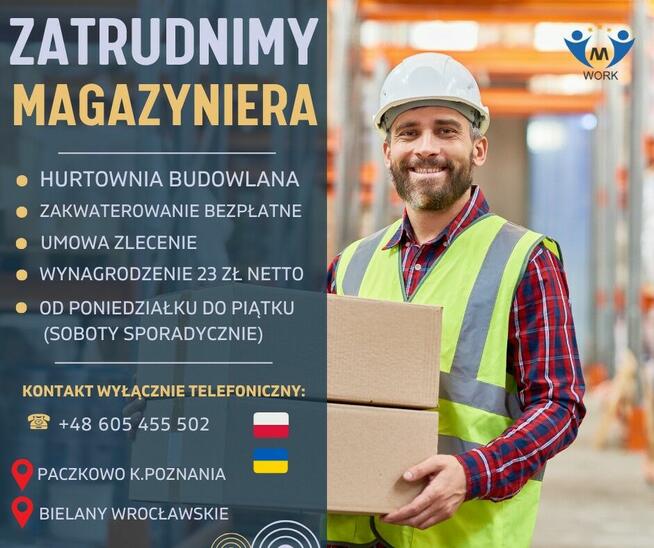 Praca w hurtowni materiałów budowlanych MAGAZYNIER