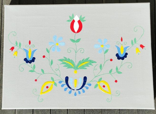 Handmade, obraz z wzorem kaszubskim