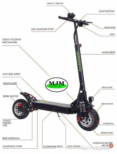 Hulajnoga elektryczna LANGFEITE L8-S silnik 2 x 800 W