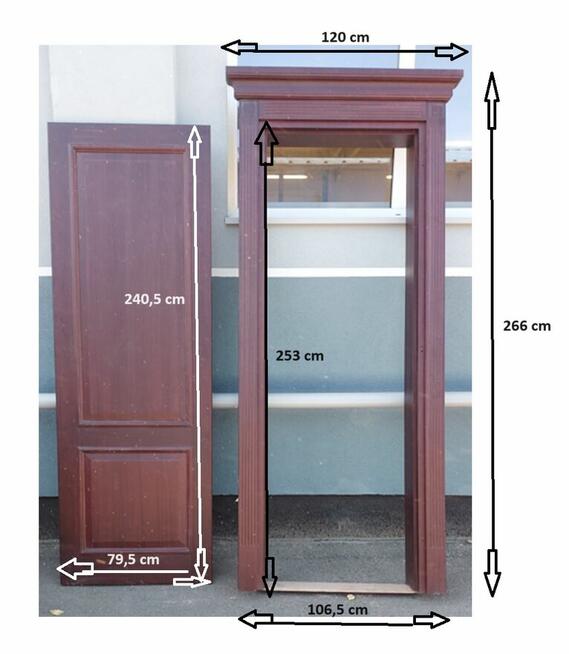 DRZWI WEWNĘTRZNE Z FUTRYNĄ lite drewno CIEMNY MAHOŃ używane