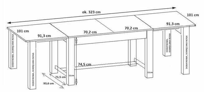 STÓŁ DĘBOWY (ława) SWARZĘDZ ROZKŁADANY DĄB JASNY Gdańsk