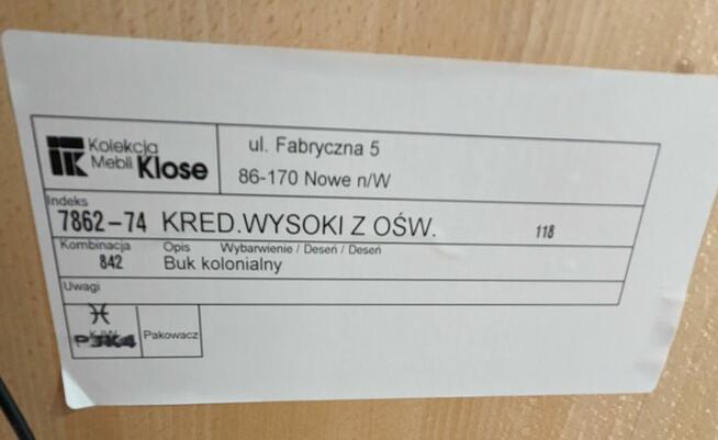 KREDENS KLOSE DUO z oświetleniem Drewniany Buk Kolonialny