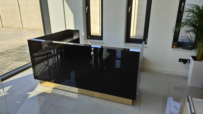 Recepcja Lada szklana z logo biurko kosmetyczne do paznokci