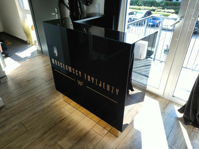 Recepcja Lada szklana z logo biurko kosmetyczne do paznokci