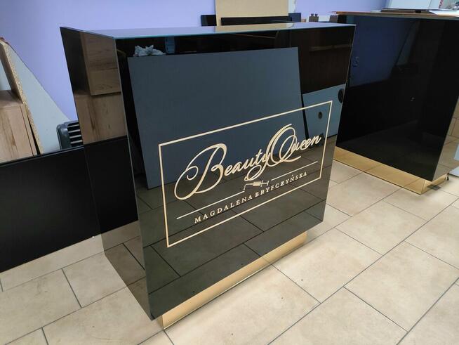 Recepcja Lada szklana z logo biurko kosmetyczne do paznokci