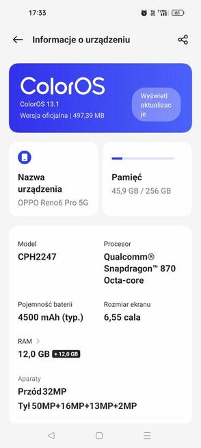 Oppo Reno 6 Pro 5G 256GB 12GB RAM