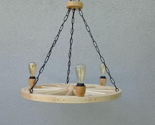 Lampa żyrandol drewniany kolo