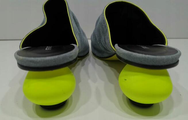 38 FRATELLI RUSSO Designerskie klapki fluor obcas Włoskie