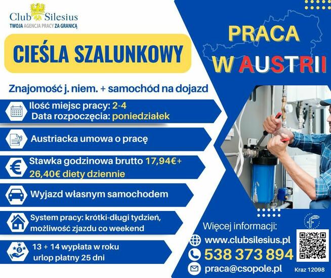 Cieśla szalunkowy z j. niem. praca w Austrii