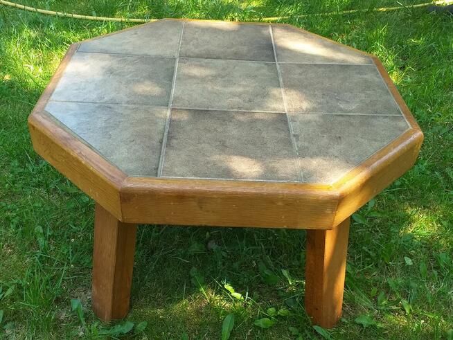 Stolik kawowy dębowy z płytkami, niderlandzki, dla konesera