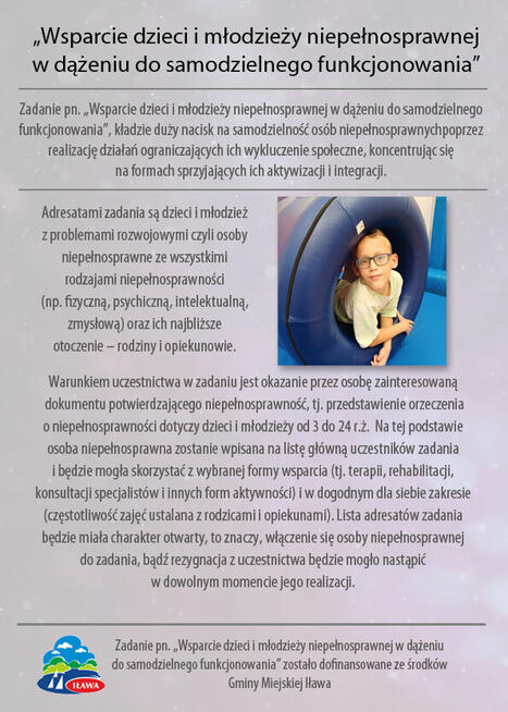 Rehabilitacja prowadzona przy wsparciu Gminy Miejskiej Iława