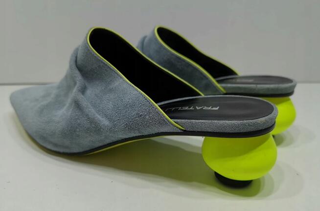 38 FRATELLI RUSSO Designerskie klapki fluor obcas Włoskie