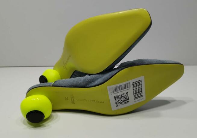 38 FRATELLI RUSSO Designerskie klapki fluor obcas Włoskie