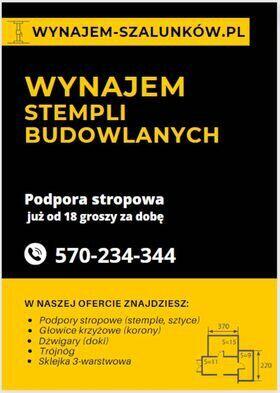 Wynajem Stemple budowlane Podpory Metalowe Szalunki Stropowe