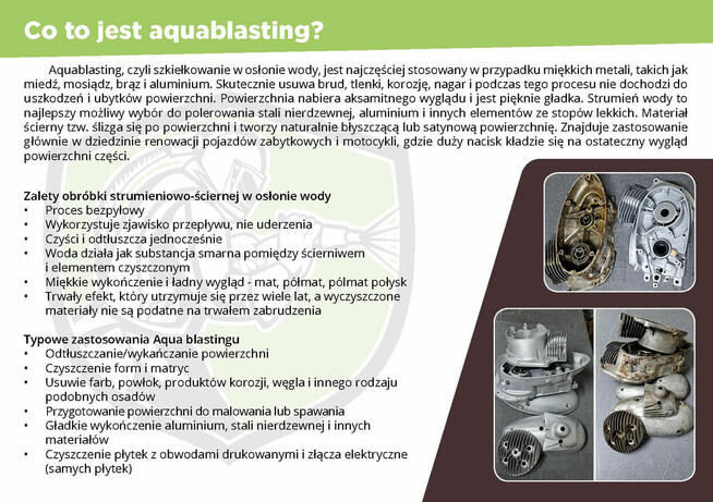 Aquablasting Szkiełkowanie na mokro Vapor blasting wsk
