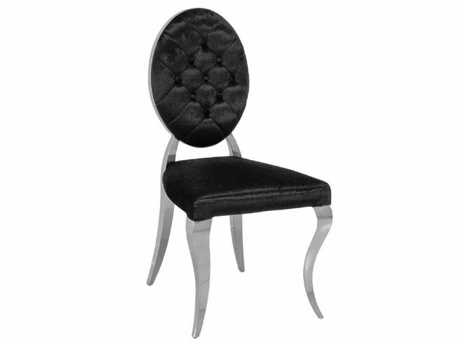 Pikowane welurowe czarne krzesło 50x58x96 cm FT83H Promocja