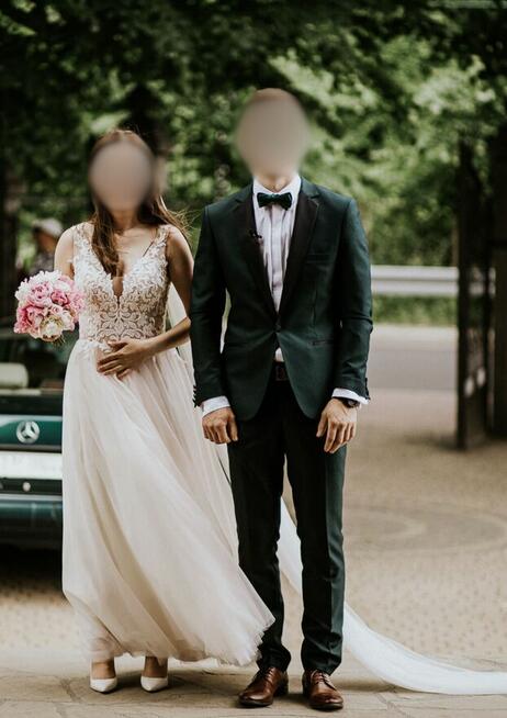 Suknia ślubna pudrowy róż. Ewa Śliwa