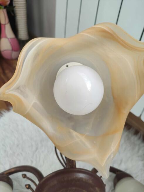 Lampa sufitowa wisząca/ żyrandol, 3-ramienna, klosze szklane