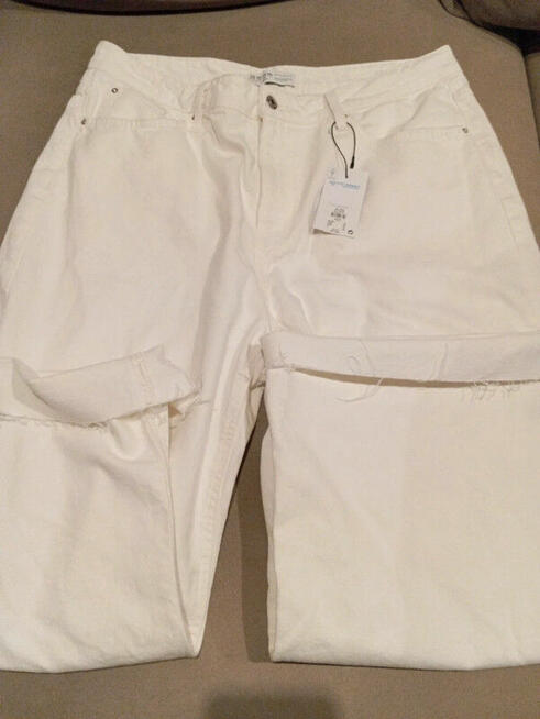 Jeansy Damskie Plus Size 46/48 Białe Szerokie Hit Primark