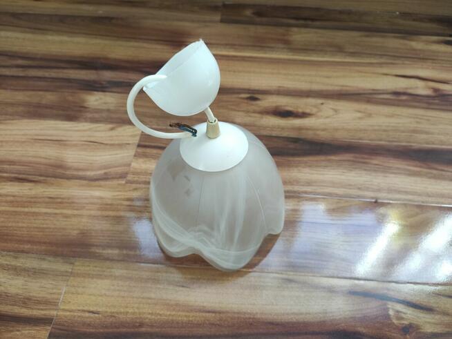 Kuchenna, biała lampa sufitowa z kloszem z mlecznego szkła