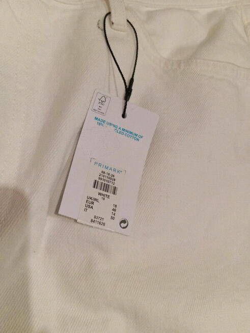 Jeansy Damskie Plus Size 46/48 Białe Szerokie Hit Primark