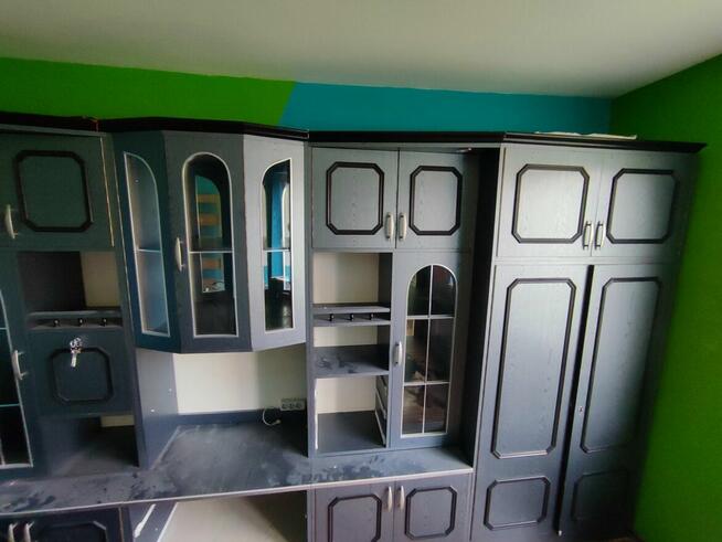 Meblościanka używana, popielata, cały komplet, okolice Miech