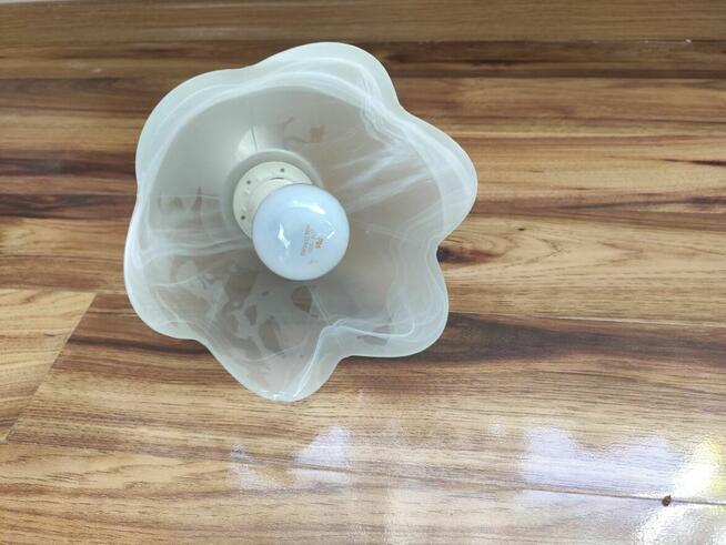 Kuchenna, biała lampa sufitowa z kloszem z mlecznego szkła