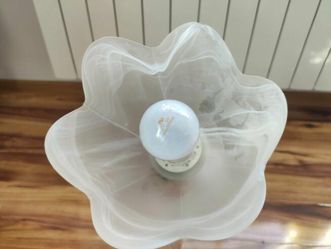 Kuchenna, biała lampa sufitowa z kloszem z mlecznego szkła